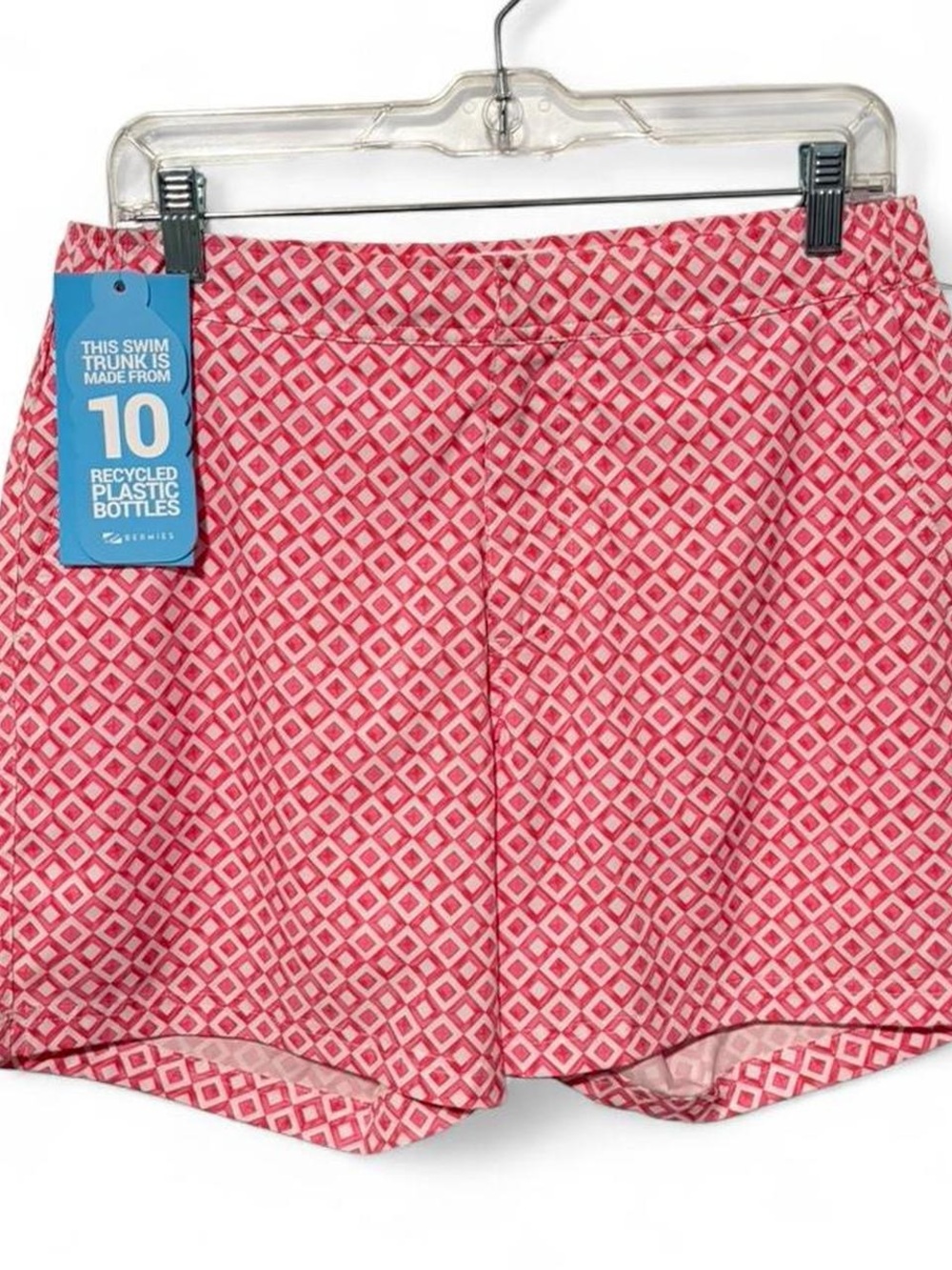 Bermies Men’s patterned pink and white swimming trunks size 30 6 inch inseam
